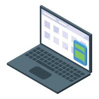 Laptop showing online calendar and digital wallet icon for managing expenses and budgeting vector