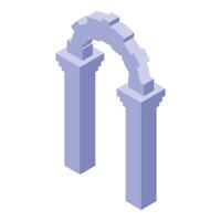 Stone arch connecting two pillars in isometric view vector