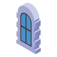 Arched window providing light and ventilation in isometric view vector