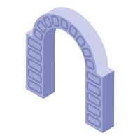Stone archway connecting two pillars in isometric view vector