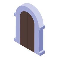 Arched double door symbolizing security and elegance in isometric view vector