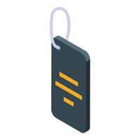 Clothing tag hanging with string in isometric view vector
