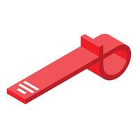 Red fitness elastic band isometric view for resistance training vector