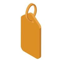 Empty orange label hanging with string in isometric view vector