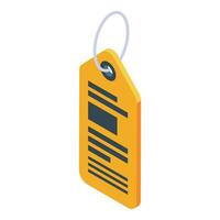 Yellow rectangular tag hanging with string isometric illustration vector