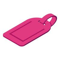 Pink luggage tag isometric projection representing travel and identification vector