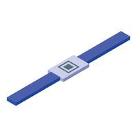 Isometric smart watch with purple strap showcasing modern technology vector