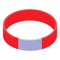 Red silicone bracelet with blank customizable area isometric view vector