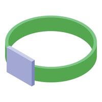 Green smart bracelet with sensor measuring vital signs vector