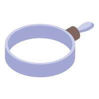 Empty frying pan with wooden handle on white background vector