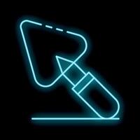 Neon trowel creating line on black background vector