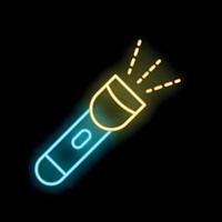 Glowing neon line flashlight is shining on a black background vector