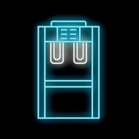 Glowing neon line coffee machine icon isolated on black background vector