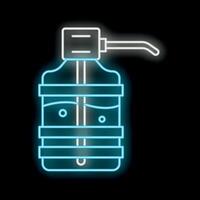 Glowing neon sign representing a water cooler with a dispenser, isolated on a black background vector