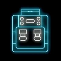 Glowing neon line coffee machine icon isolated on black background vector