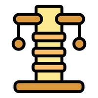 Cat tree with hanging ball toy for scratching and playing vector