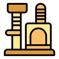 Modern cat tree with scratching post and cozy hideout vector