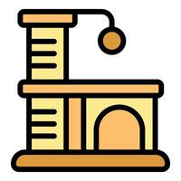 Cat tree with scratching post and hanging ball toy icon vector