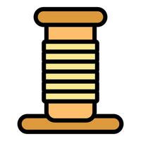 Wooden coil of thread standing on table for arts and crafts vector