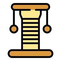 Cat scratching post with hanging ball toy icon representing pets vector