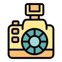 Yellow camera with a flash is ready for taking pictures vector