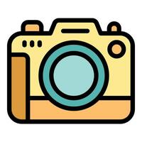 Digital camera capturing moments in colorful style vector