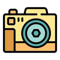 Digital camera focusing with lens shutter open ready to capture memories vector