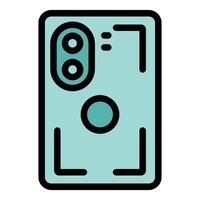 Smartphone showing dual camera lens system icon vector