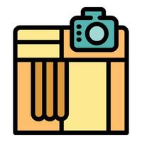 Photo booth with closed curtain capturing memories at event vector