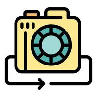 Camera is performing an automatic backup to the cloud storage vector