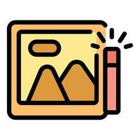 Photo editor cropping image using crop tool icon vector