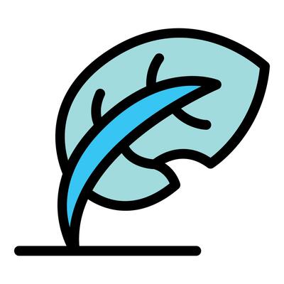 Blue feather quill writing pen icon sign symbol logo