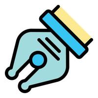 Fountain pen nib drawing writing tool icon symbol sign vector