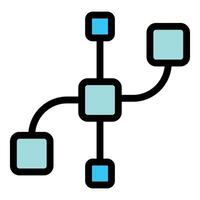 Algorithm connecting squares with lines showing data flow vector