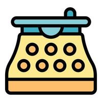 Yellow typewriter with paper representing copywriting process vector
