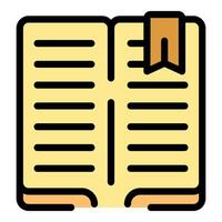 Open book with bookmark showing blank pages for text or drawing vector