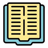Open book with text representing reading and education icon vector