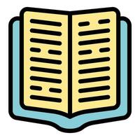 Open book spreading knowledge with lines of text vector