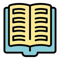 Open book with text lines for knowledge and education icon vector