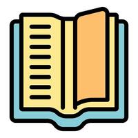 Open book with bookmark showing lines of text for education vector