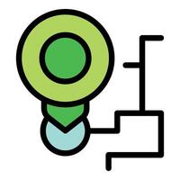 Green pin icon connecting to network symbolising digital marketing strategy vector
