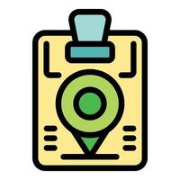 Clipboard showing location pin point icon for travel planning vector
