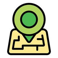 Green location pin showing the way on a map vector