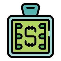 Electronic microchip showing dollar sign representing fintech innovation vector
