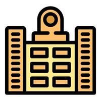 Government building facade with columns and surveillance camera icon vector