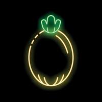 Neon pineapple symbol shining on black background vector