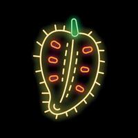 Glowing neon sign of an exotic durian fruit on a black background vector