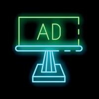 Neon sign showing advertisement on monitor vector