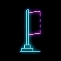 Neon flag waving on flagpole on black background vector