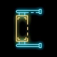 Neon banner hanging and glowing on black background vector